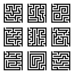 nine simple maze isolated set vector