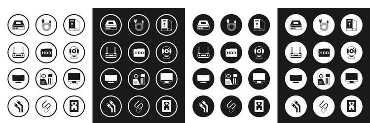 set case of computer hard disk drive hdd router vector image