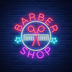 barber shop logo neon sign design elements Vector Image