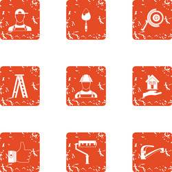 building plot icons set grunge style vector image