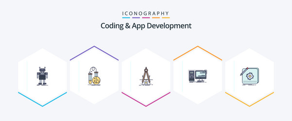 coding and app development 25 filledline icon vector image