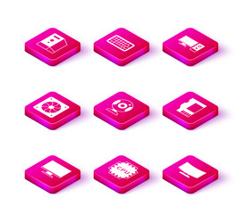set computer monitor screen processor with cpu vector image