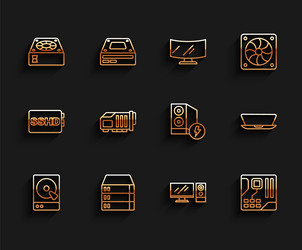 set line hard disk drive hdd server data web vector image