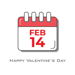 14 february calendar in red-white color flat Vector Image