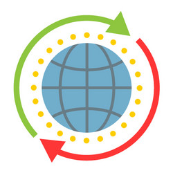 Global solution flat icon seo and development vector