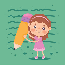 little girl with pencil vector