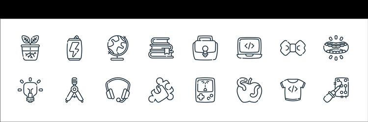 Nerd line icons linear set quality vector