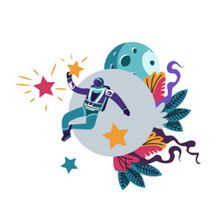spacesuit wearing astronaut floating in space vector image
