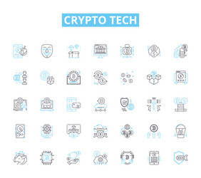 crypto tech linear icons set blockchain bitcoin vector