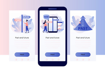 past and future concept tiny people choice vector