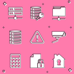 set server data web hosting security with key vector image