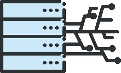 web hosting with circuit line and fill style icon vector image