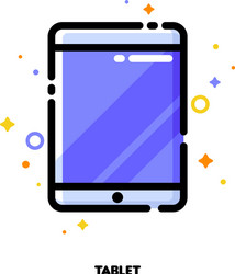 Line icon of tablet computer with big display vector