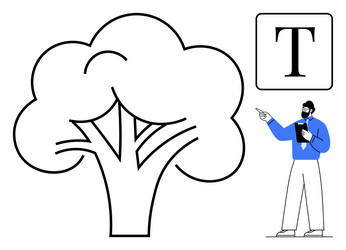 man explaining concept using diagram of tree vector image