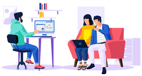 man is working with data and business statistics vector image