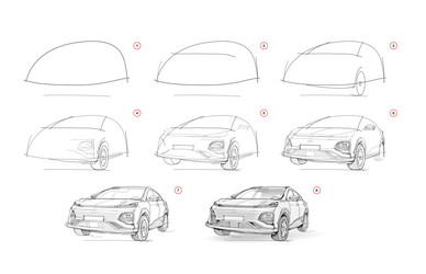 page shows how to learn draw sketch of cute vector image