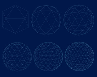 grid spheres 3d globes with abstract net vector image