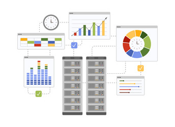 cloud computing data storage and analytics system vector image