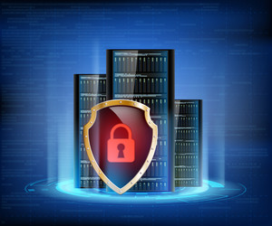 cyber data protection shield with lock vector image
