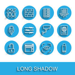 set line open padlock website template graphic vector image
