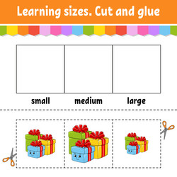 learning sizes cut and glue easy level color vector image