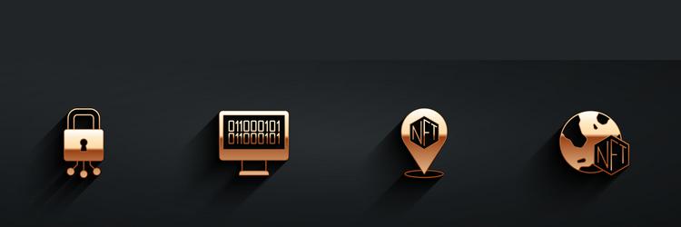 Set cyber security binary code nft digital vector