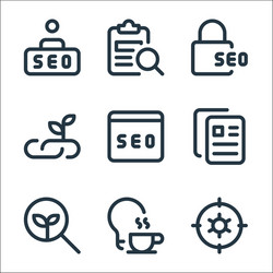web apps seo line icons linear set quality vector image