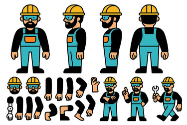 construction worker showcasing Vector Image