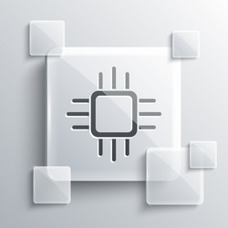 grey computer processor with microcircuits cpu vector image