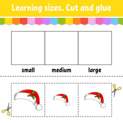 learning sizes cut and glue easy level color vector image