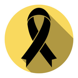 Black awareness ribbon sign flat vector