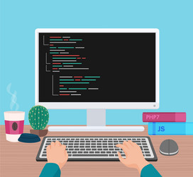 Hands Typing on Computer Keyboard vector image