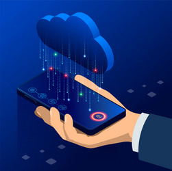 Isometric modern cloud technology and networking vector