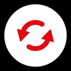 refresh ccw flat red and white colors round button vector image