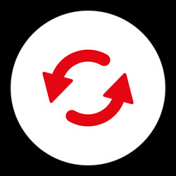 Refresh ccw flat red and white colors round button vector