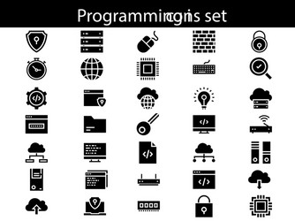 Set glyph programming icon in flat style vector