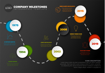 Simple timeline with some facts and icons vector