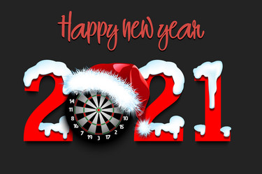 Snowy new year numbers 2021 and dartboard vector
