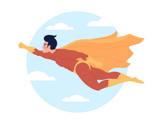 superhero in sky flat concept vector