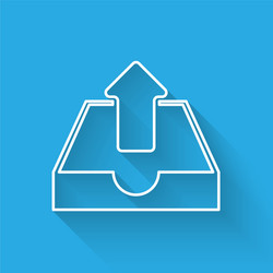 white upload inbox icon isolated with long shadow vector image