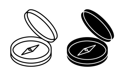 linear icon compass with arrow and scale travel vector image