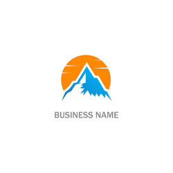 Mountain forest pine tree sunset logo Royalty Free Vector