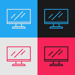 pop art line computer monitor screen icon isolated vector image