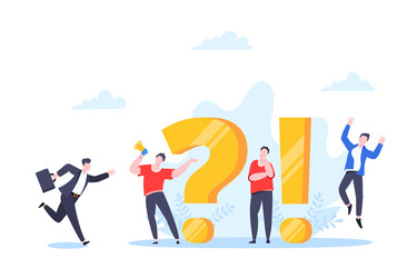 q and a or faq concept with tiny people characters vector image
