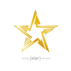 abstract golden star with arrows design element vector image