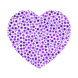 Heart mosaic of violet dots in various sizes vector