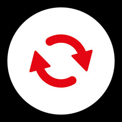 refresh flat red and white colors round button vector image