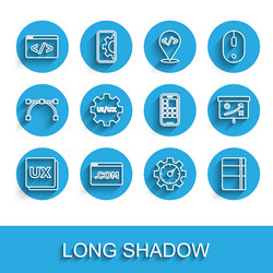set line ui or ux design front end development vector image