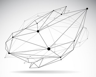 abstract 3d mesh shape dots connected with lines vector image