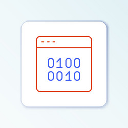 Line binary code icon isolated on white background vector